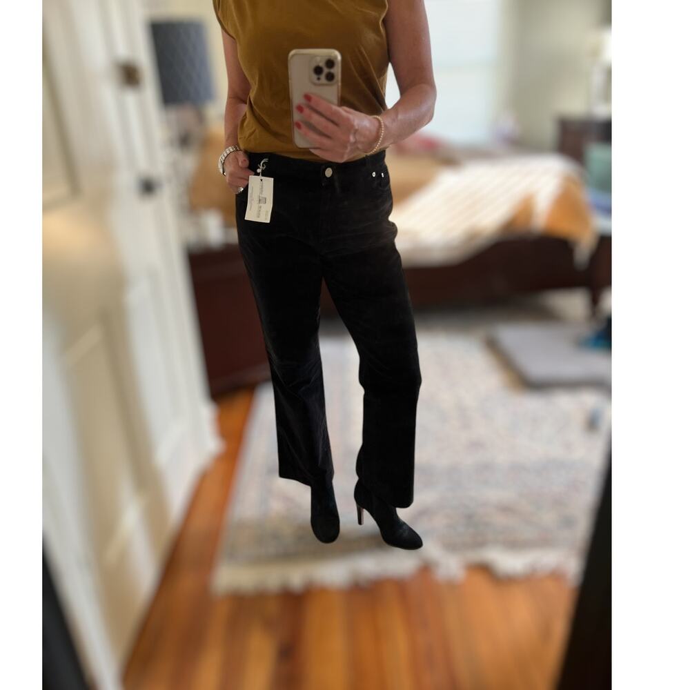 Bergdorf Goodman Les Copains Cropped Baby Boot Leg Velvet Pants Black